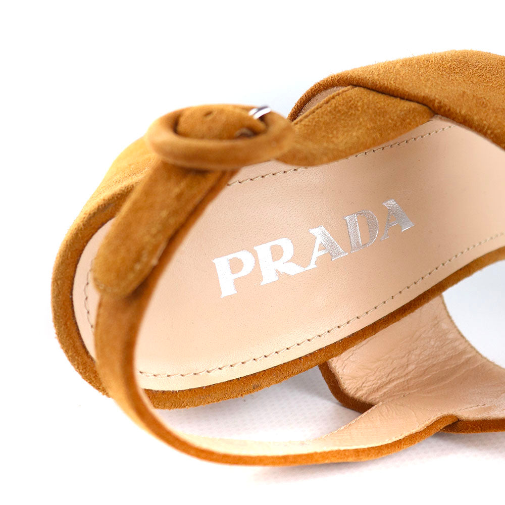 PRADA - Brown suede heeled sandals (T38.5)
