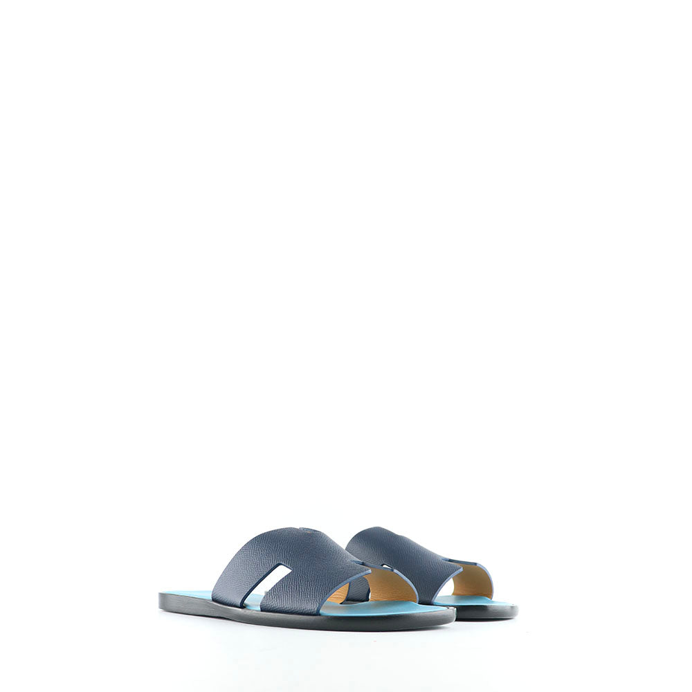 HERMÈS - Sandales Izmir en cuir epsom bleu (T40,5)
