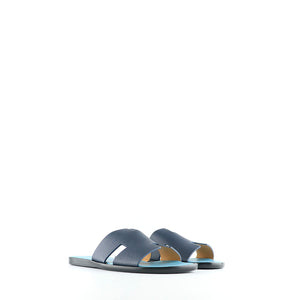 HERMÈS - Izmir sandals in blue epsom leather (T40.5)