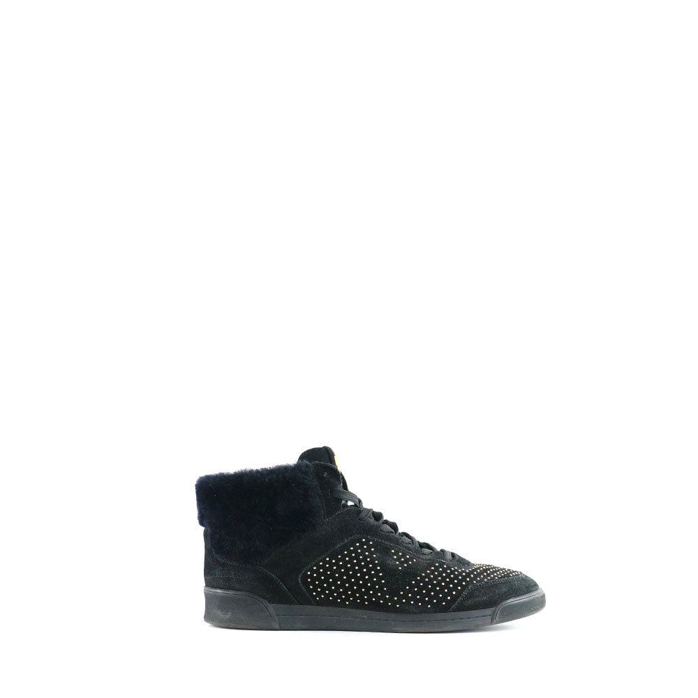 LOUIS VUITTON - Sneakers montantes en daim et laine noire (T38)