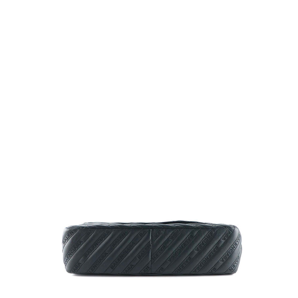BALENCIAGA - Sac à bandoulière BB Round en cuir noir matelassé
