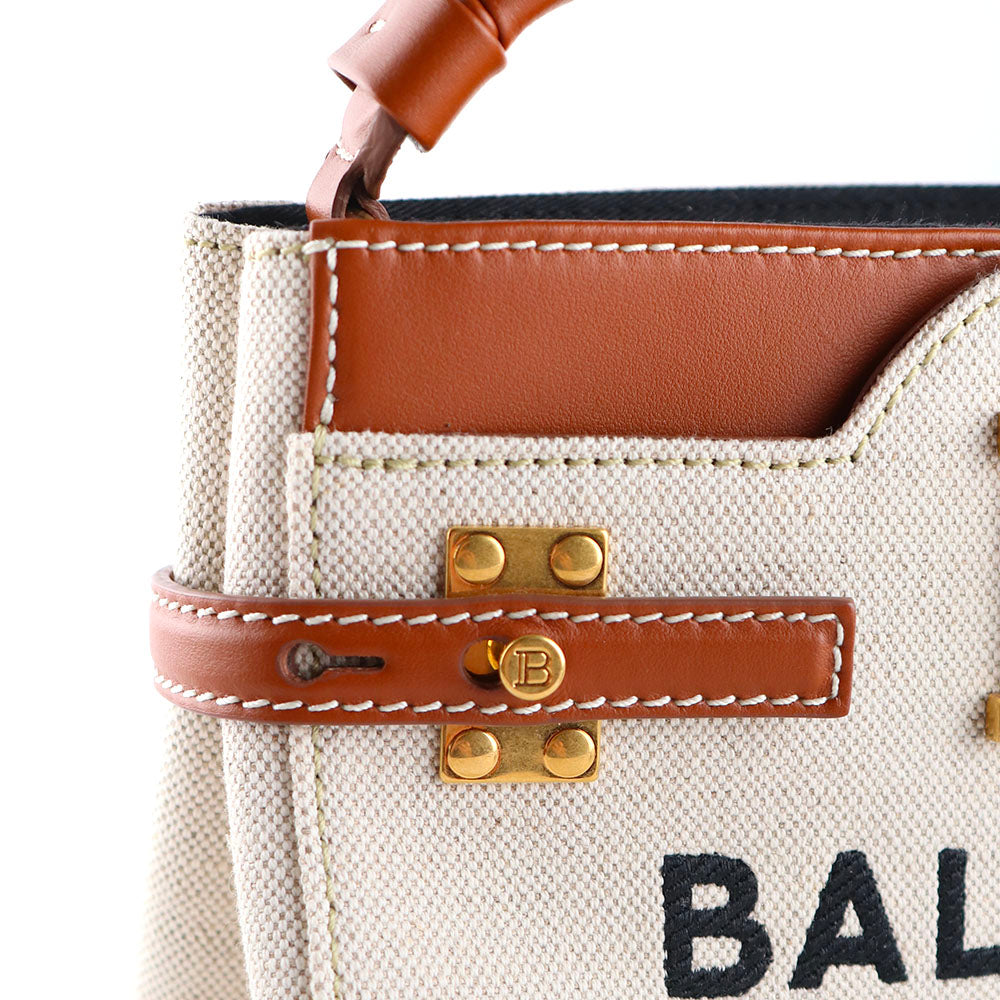 BALMAIN - B-Buzz 22 shoulder bag in leather and canvas