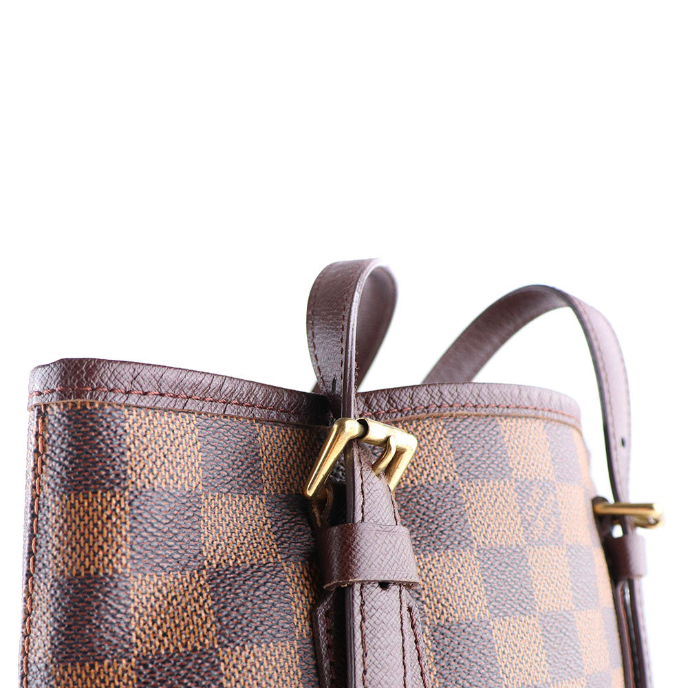 LOUIS VUITTON - Sac sceau Bucket en toile enduite damier ébène