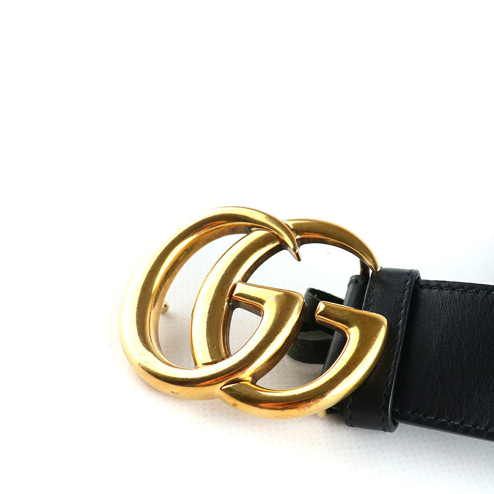 GUCCI - Ceinture GG Buckle en cuir lisse noir (T85)