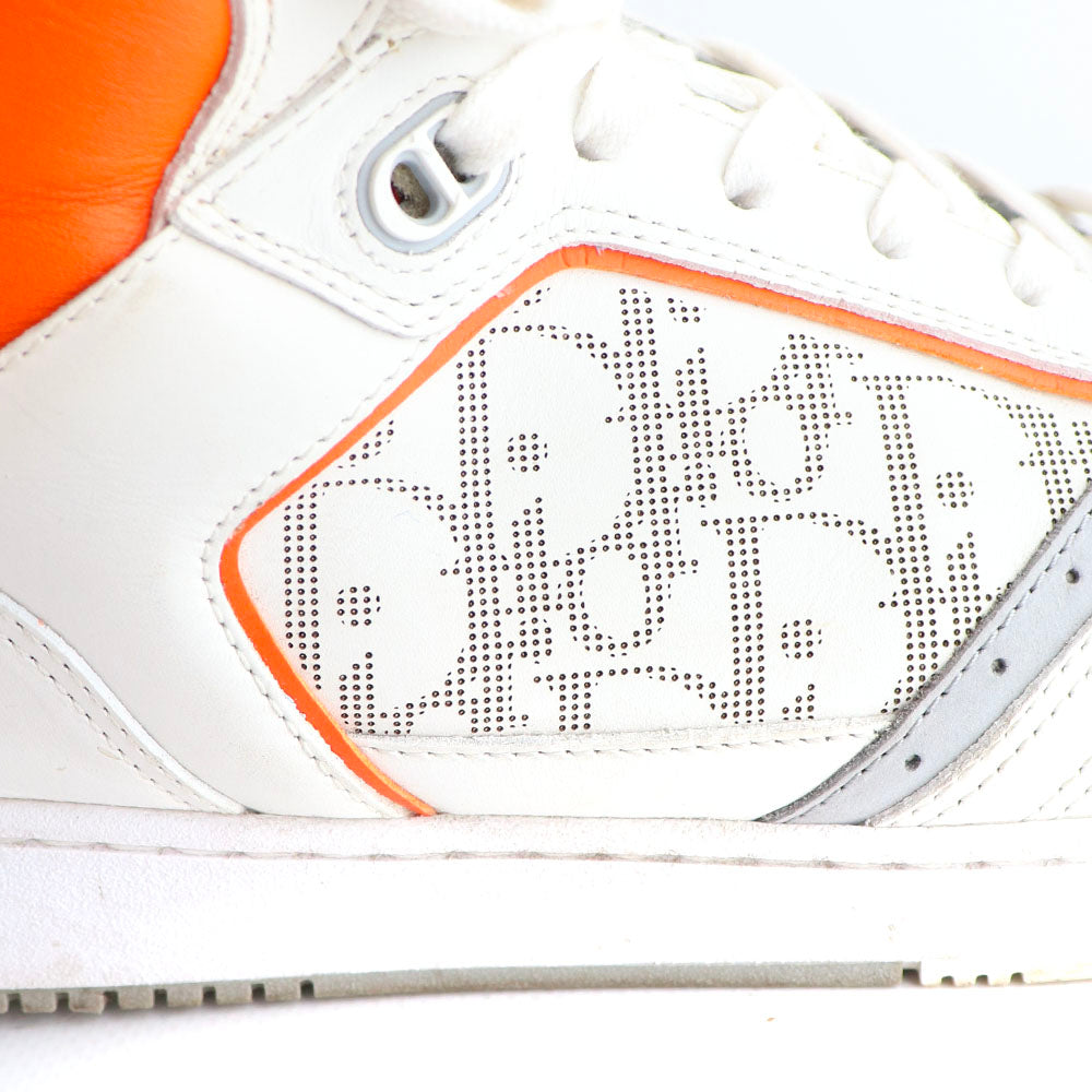DIOR - Sneakers B27 High en cuir blanc et orange (T43)