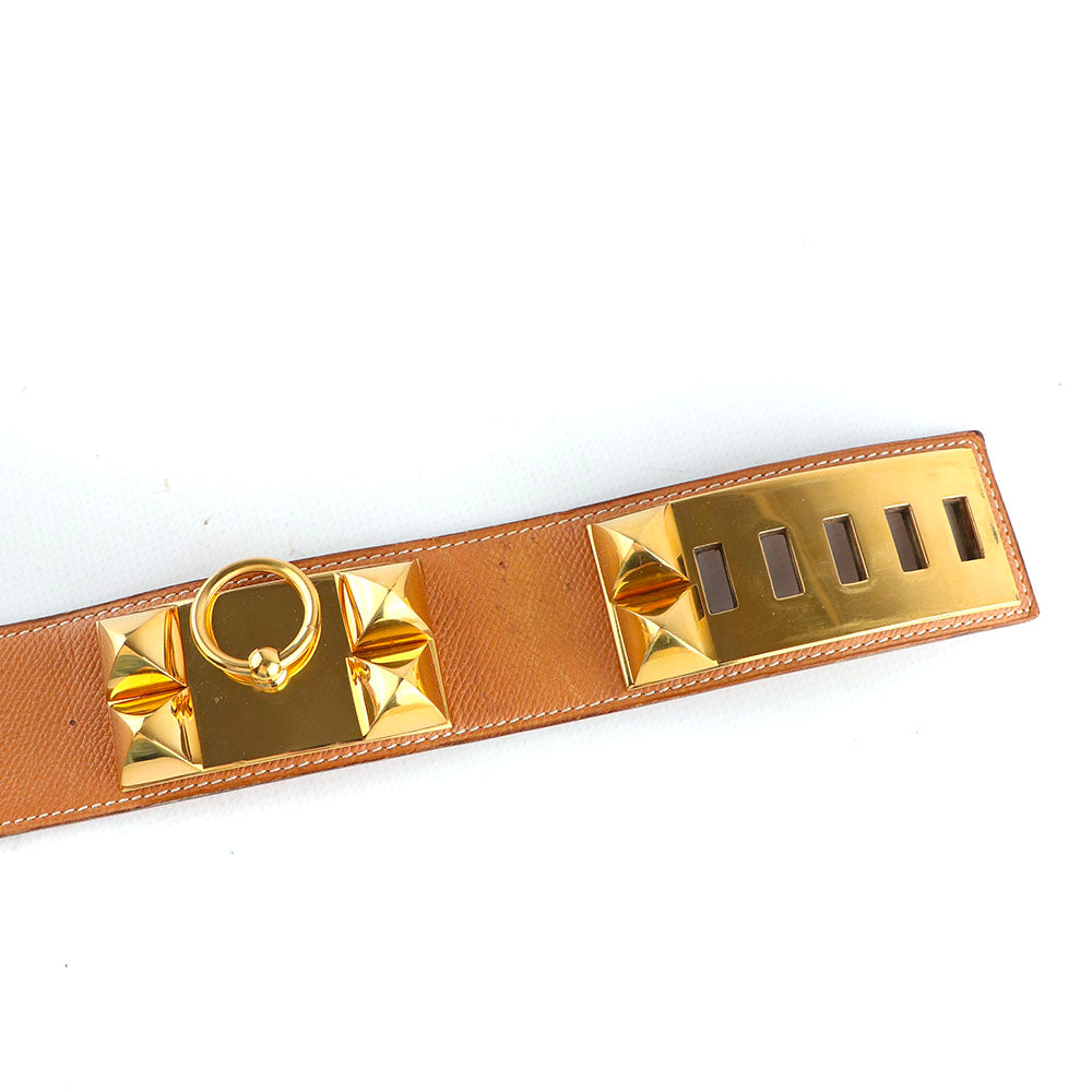 HERMÈS - Ceinture Collier de Chien en cuir gold (T70)