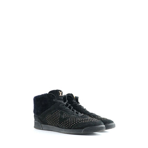 LOUIS VUITTON - High-top sneakers in black suede and wool (T38)