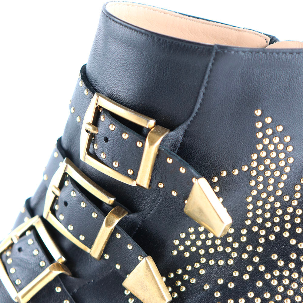 CHLOÉ - Bottines Susanna en cuir noir (T38,5)