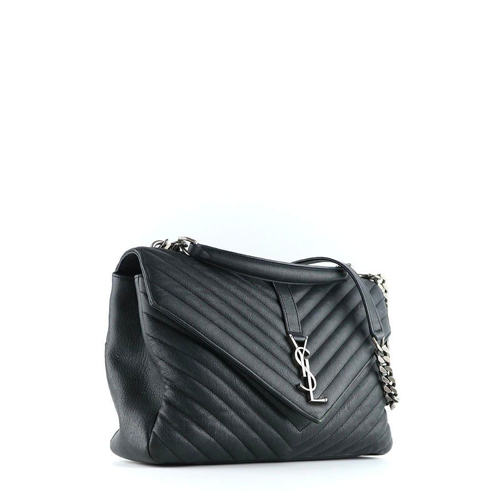 SAINT LAURENT - Sac à bandoulière Collège Large en cuir noir