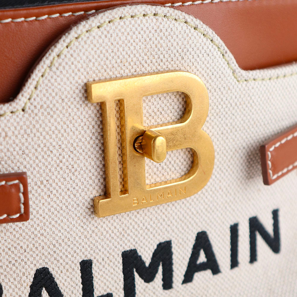 BALMAIN - B-Buzz 22 shoulder bag in leather and canvas