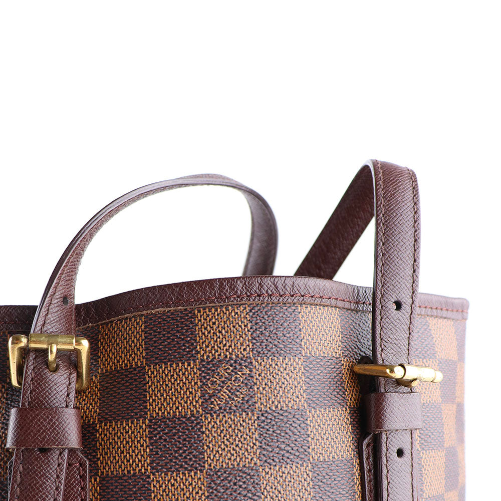 LOUIS VUITTON - Sac sceau Bucket en toile enduite damier ébène