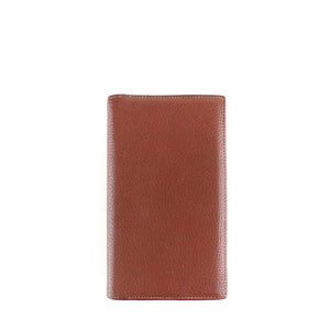 HERMÈS - Porte agenda Citizen Long combiné en cuir grainé marron vintage