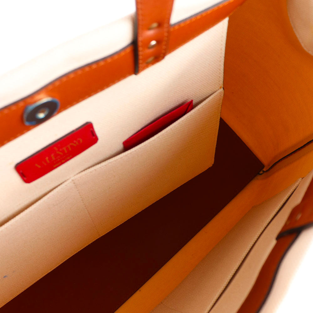 VALENTINO - Grande Plage tote bag in brown canvas and leather