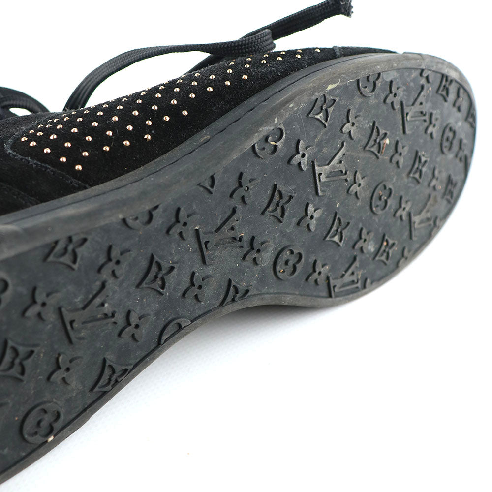 LOUIS VUITTON - Sneakers montantes en daim et laine noire (T38)