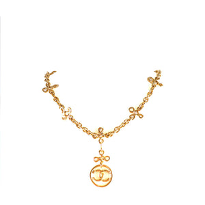 CHANEL - Vintage gold CC Clover necklace