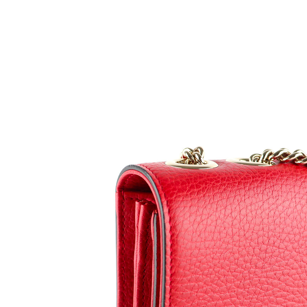GUCCI - Sac à bandoulière Interlocking en cuir grainé rouge