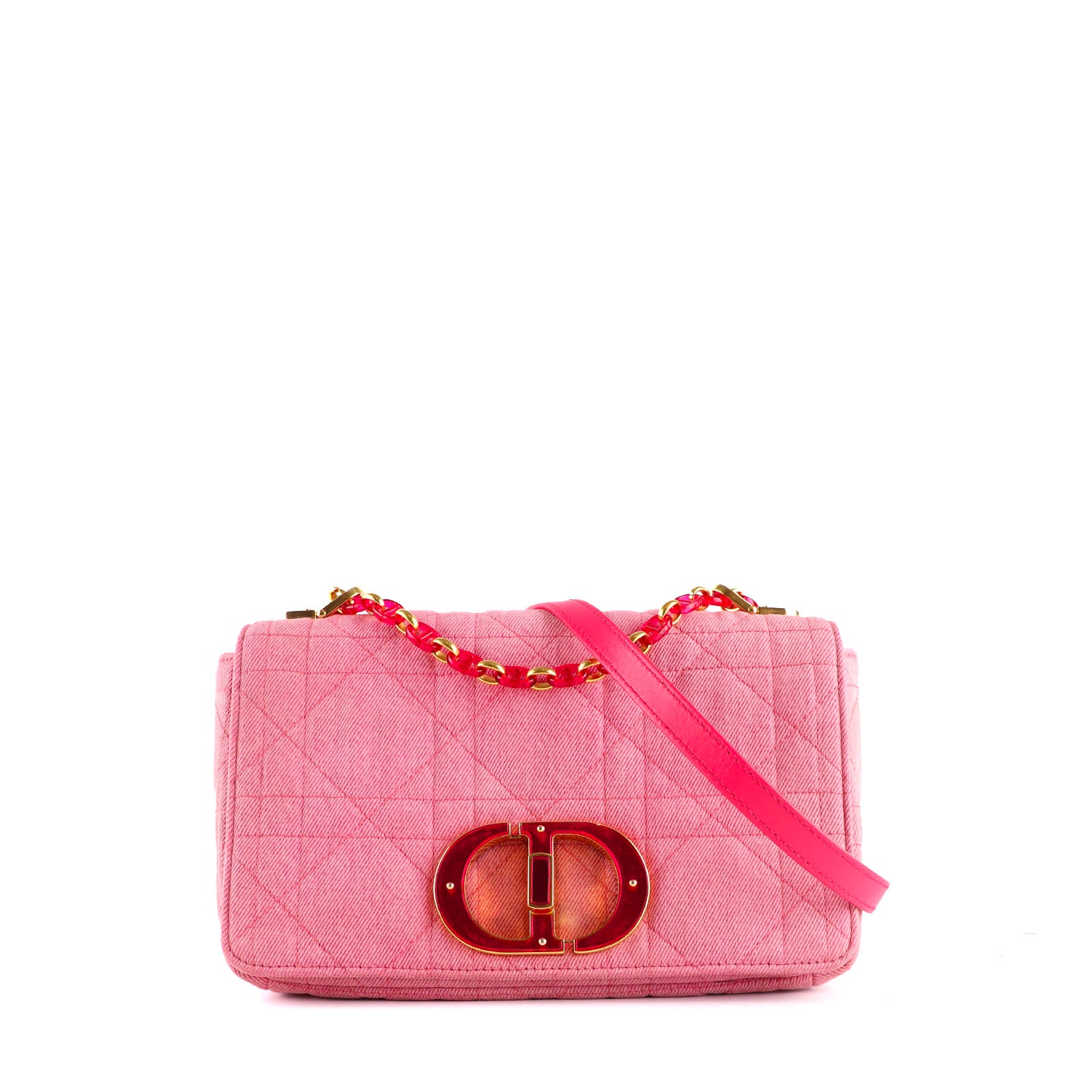 DIOR - Caro medium shoulder bag in pink denim