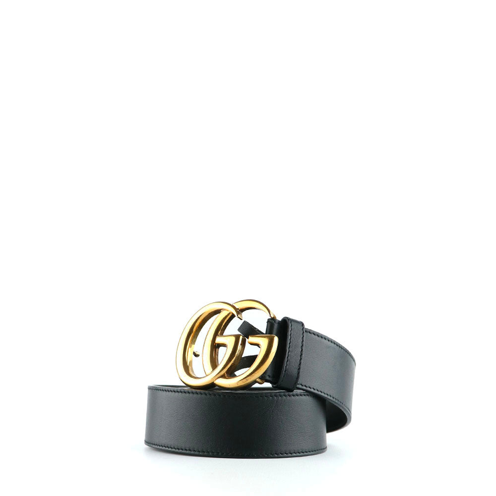 GUCCI - Ceinture GG Buckle en cuir lisse noir (T85)