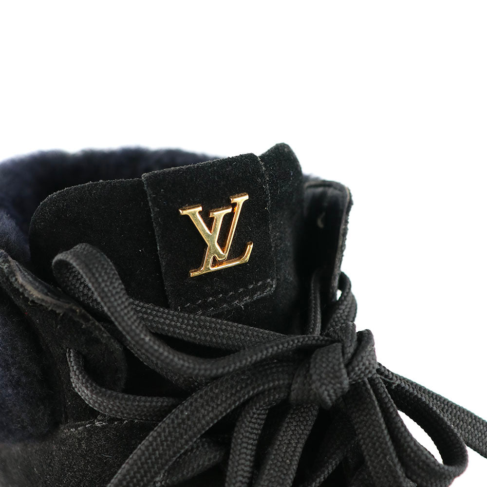 LOUIS VUITTON - Sneakers montantes en daim et laine noire (T38)