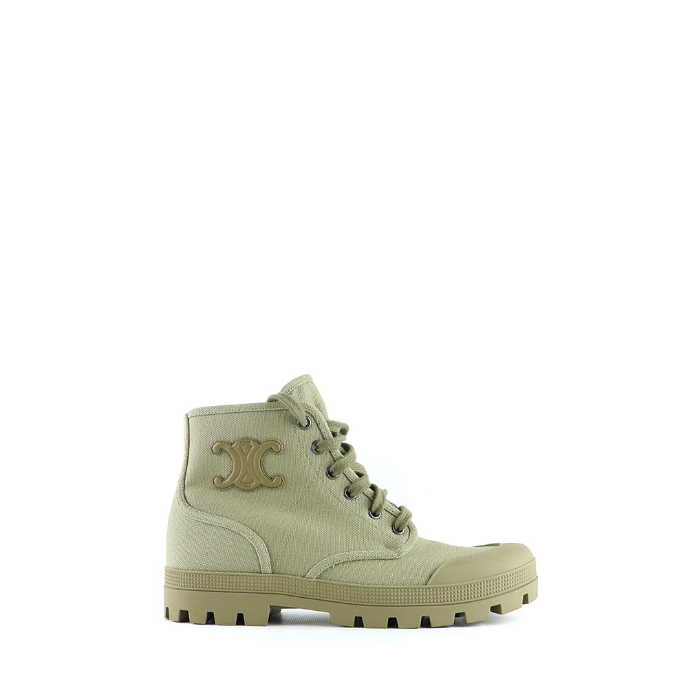 CELINE - Bottines Patapans Triomphe en toile kaki (T38)
