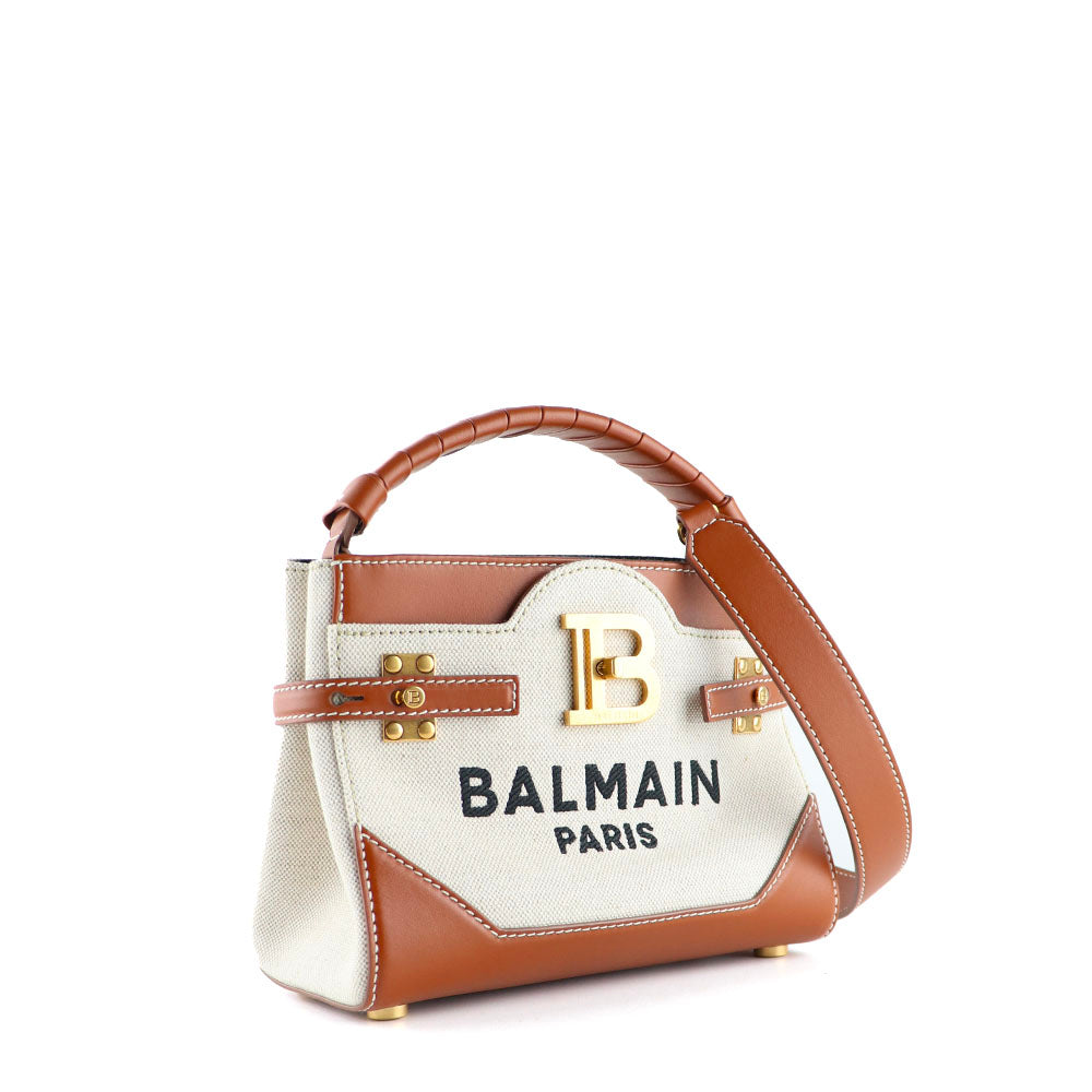 BALMAIN - B-Buzz 22 shoulder bag in leather and canvas