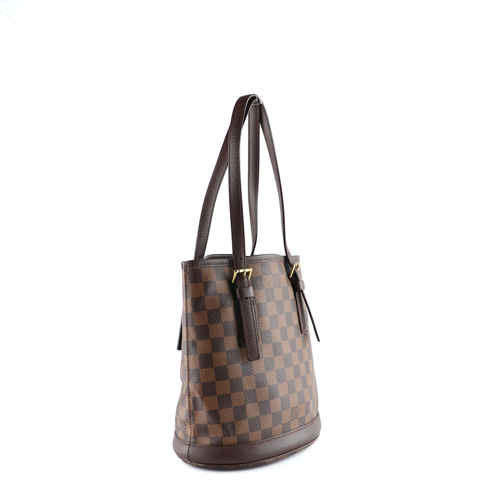 LOUIS VUITTON - Sac sceau Bucket en toile enduite damier ébène