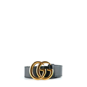 GUCCI - Ceinture GG Buckle en cuir lisse noir (T85)