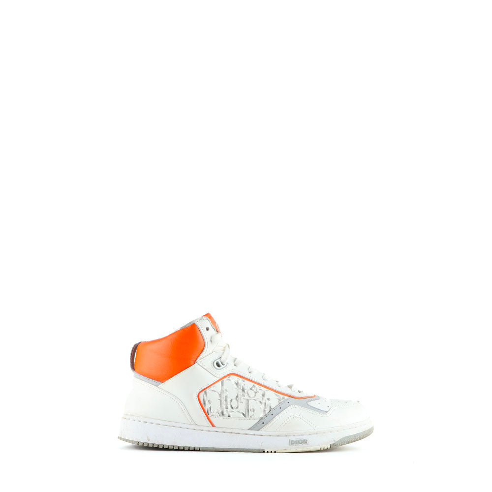 DIOR - B27 High sneakers in white and orange leather (T43)