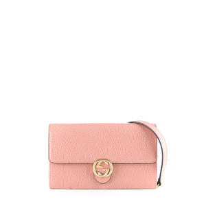 GUCCI - Sac à bandoulière Interlocking en cuir grainé rose