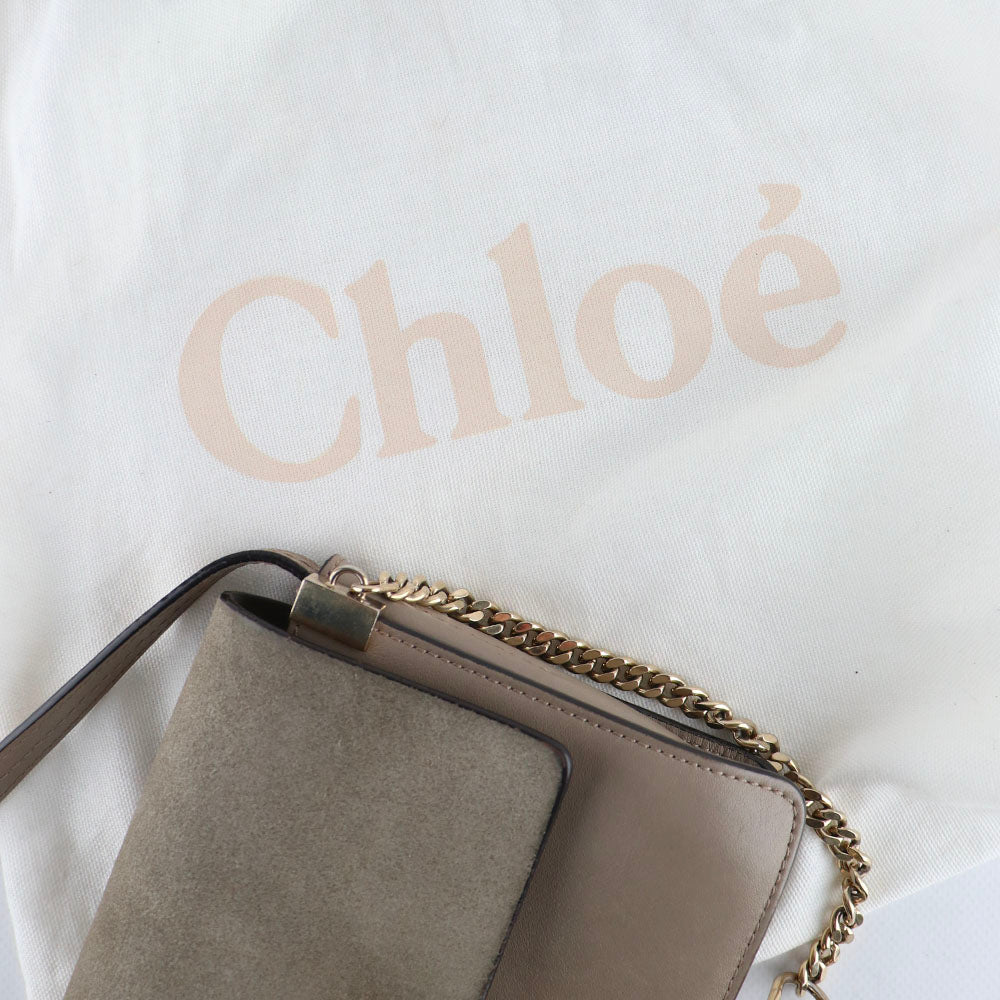 CHLOÉ - Sac à bandoulière Faye cuir lisse gris et daim