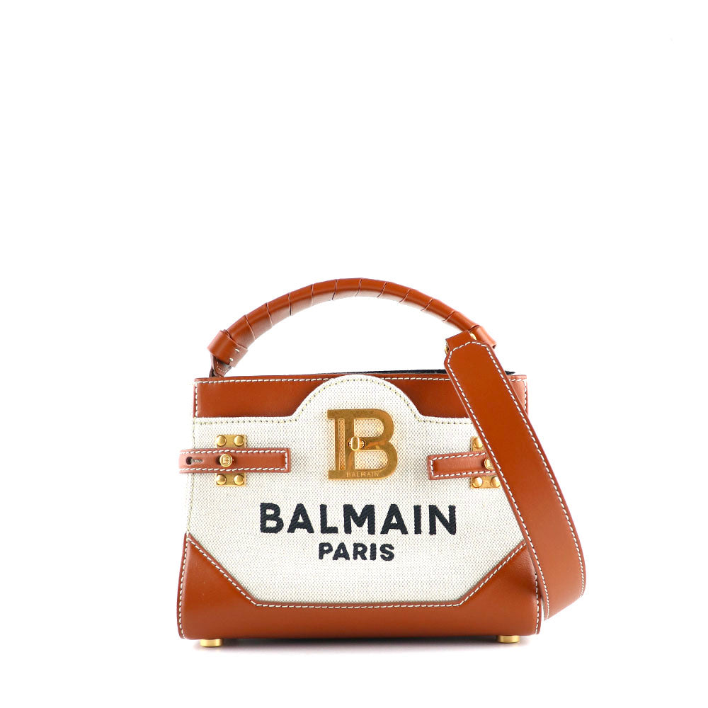 BALMAIN - B-Buzz 22 shoulder bag in leather and canvas