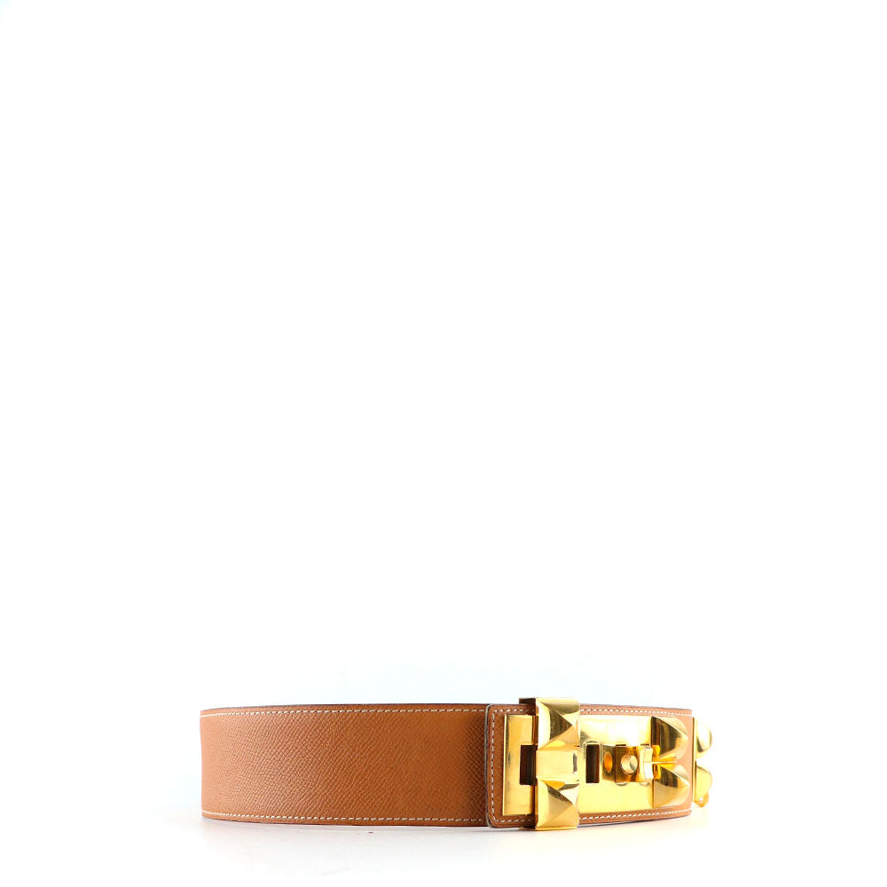 HERMÈS - Ceinture Collier de Chien en cuir gold (T70)