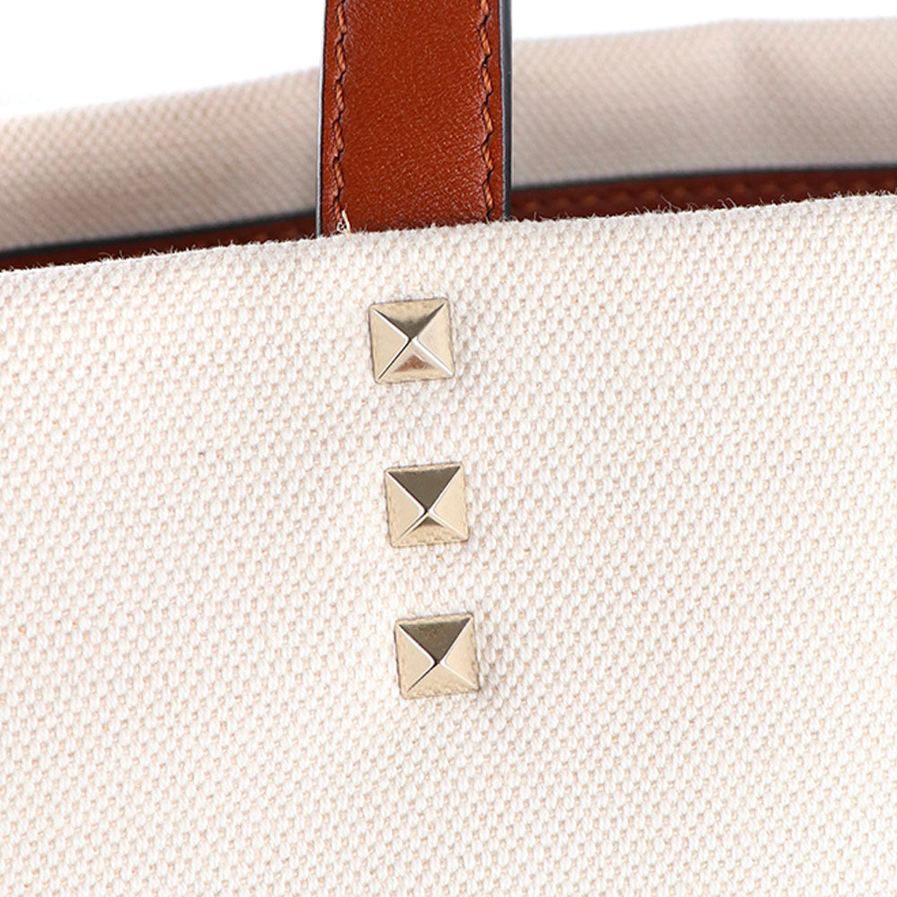 VALENTINO - Grande Plage tote bag in brown canvas and leather
