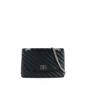BALENCIAGA - BB Round shoulder bag in black quilted leather