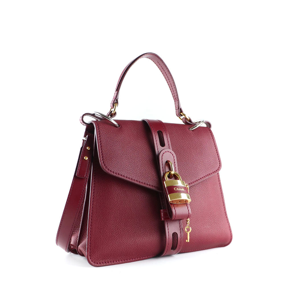 CHLOÉ - Aby shoulder bag in burgundy grained leather