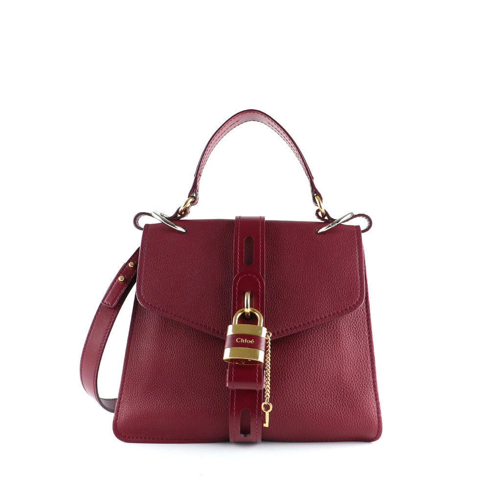 CHLOÉ - Aby shoulder bag in burgundy grained leather