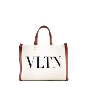 VALENTINO - Grande Plage tote bag in brown canvas and leather