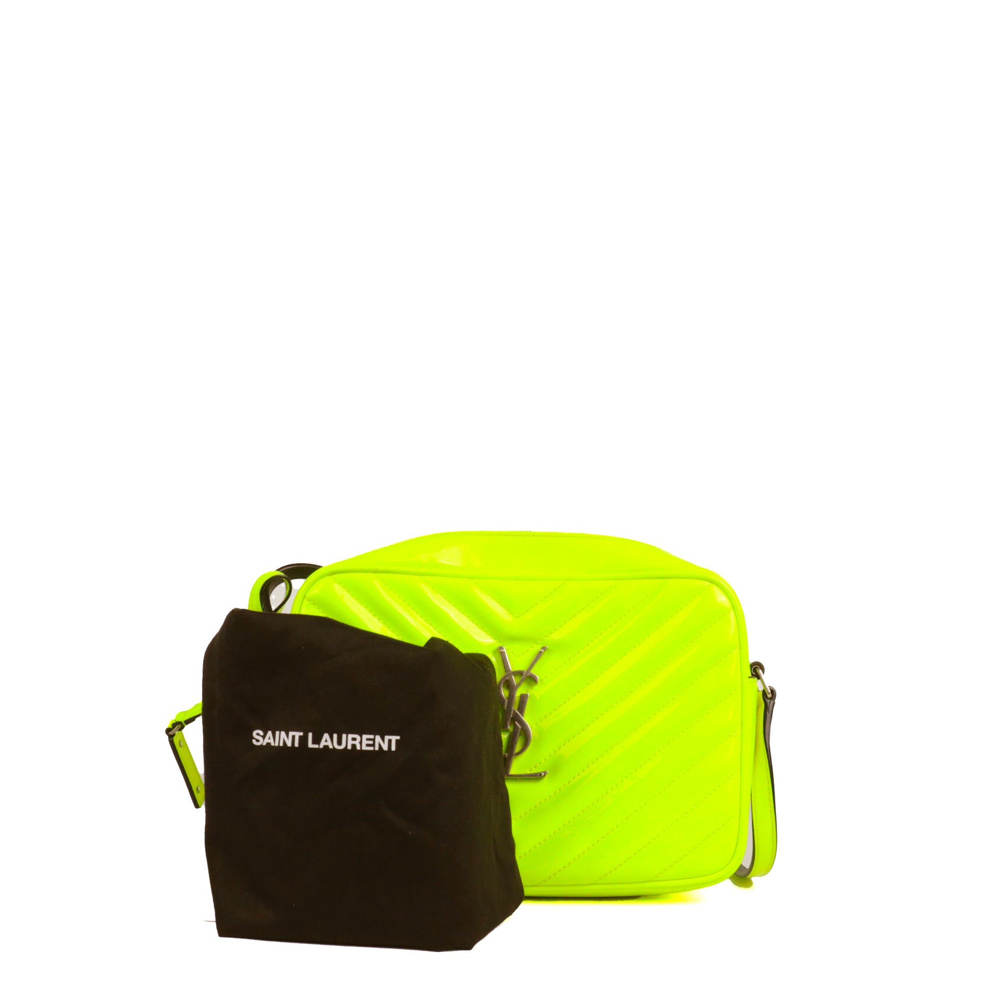 SAINT LAURENT - Sac à bandoulière Lou Saint Laurent en cuir verni jaune fluo