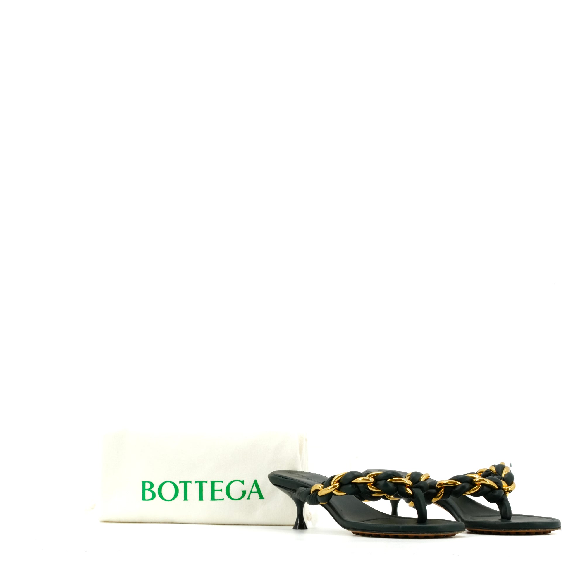BOTTEGA VENETA - Bottega Veneta heeled sandals in green leather (T36)