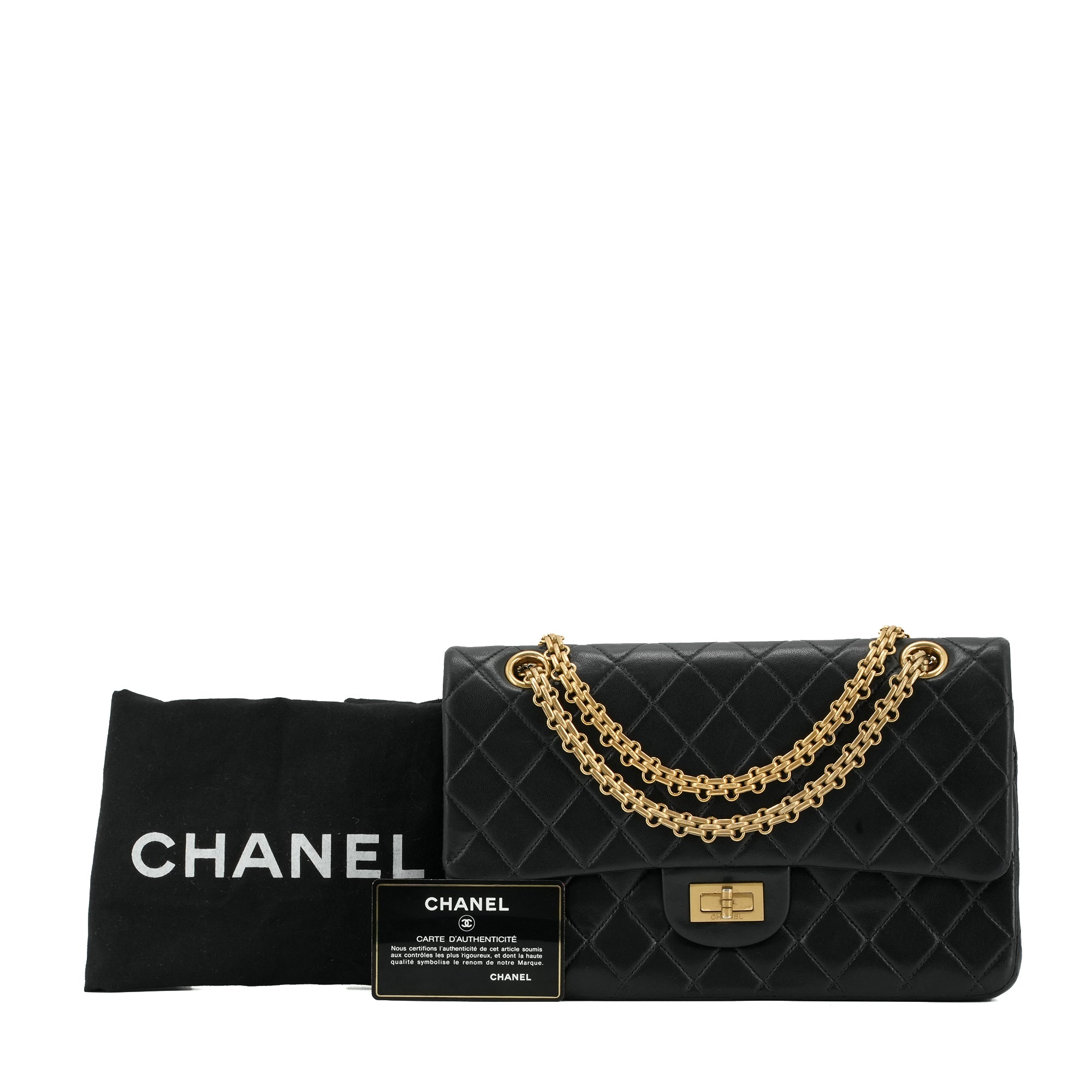 CHANEL - Sac à bandoulière 2.55 Chanel en cuir matelassé noir vintage