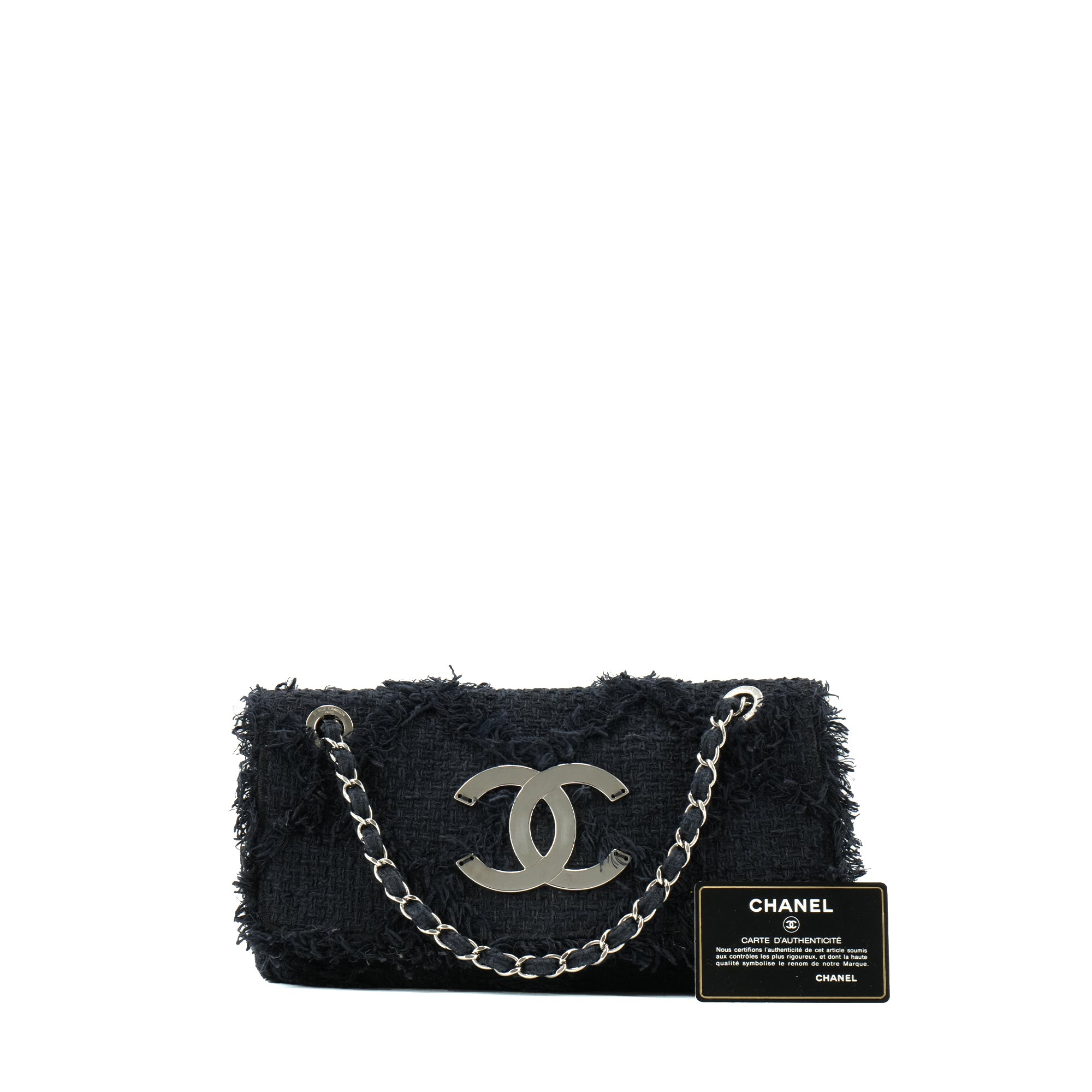 CHANEL - Sac à épaule Natura Chanel en tweed bleu marine vintage