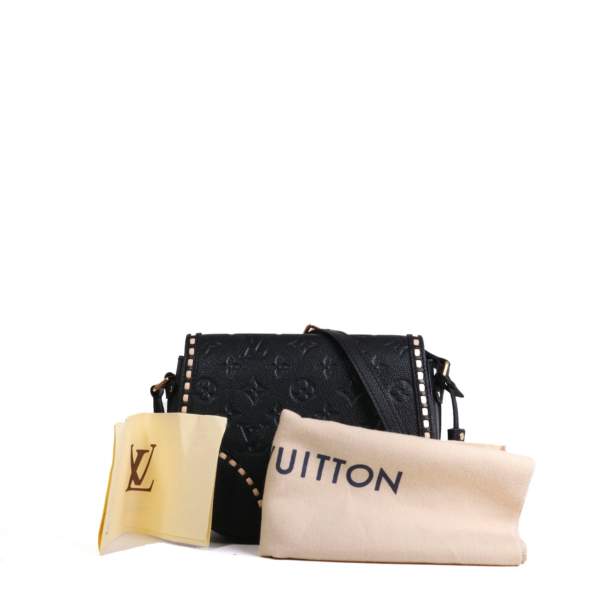 LOUIS VUITTON - Sac à bandoulière Junot Louis Vuitton en cuir grainé empreinte noir