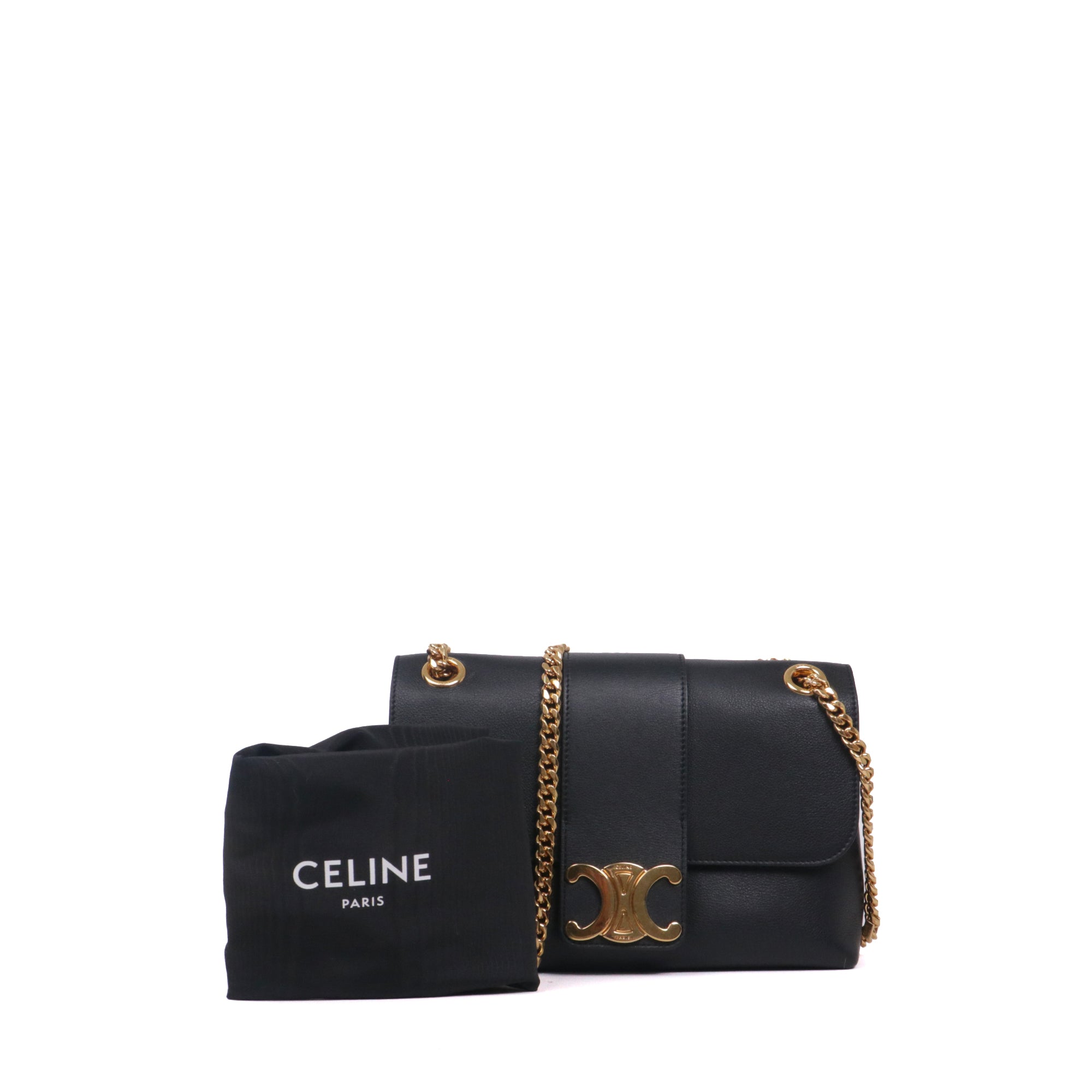CELINE - Sac à bandoulière Victoire MM Celine en cuir grainé noir