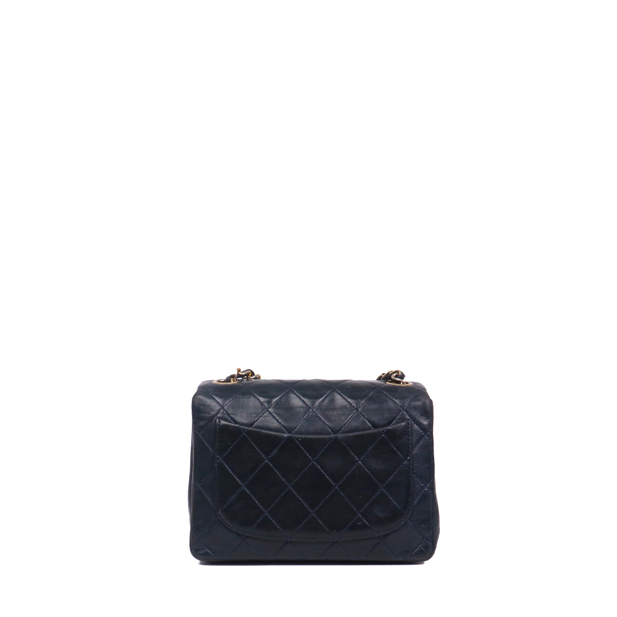 CHANEL - Chanel Timeless Mini Square shoulder bag in vintage black leather