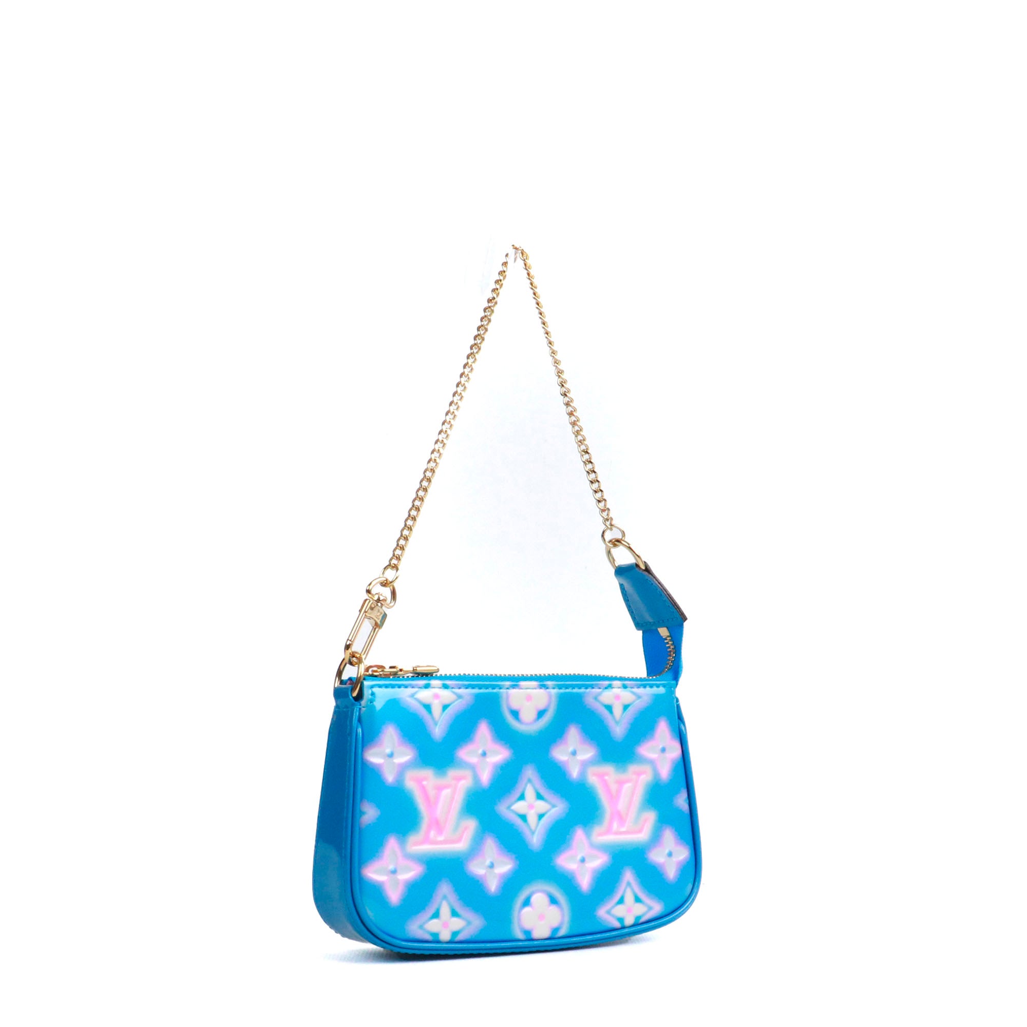 LOUIS VUITTON - Sac Pochette Accessoire Mini Louis Vuitton édition limitée en cuir verni bleu