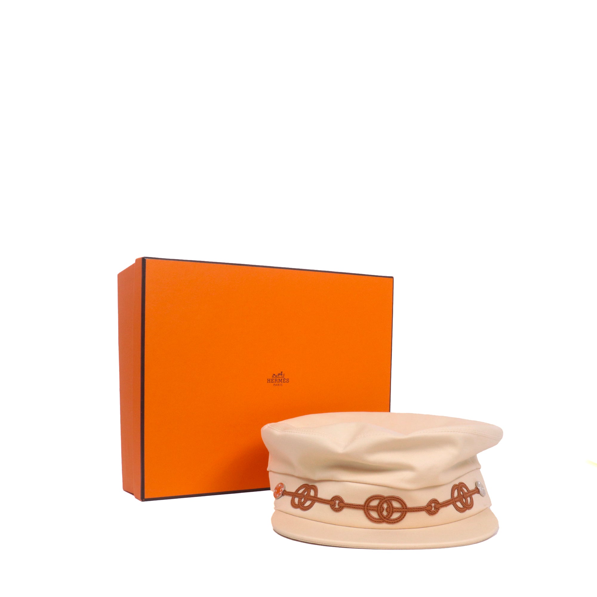 HERMÈS - Cabourg Cliquetis cap in beige cotton (T59)