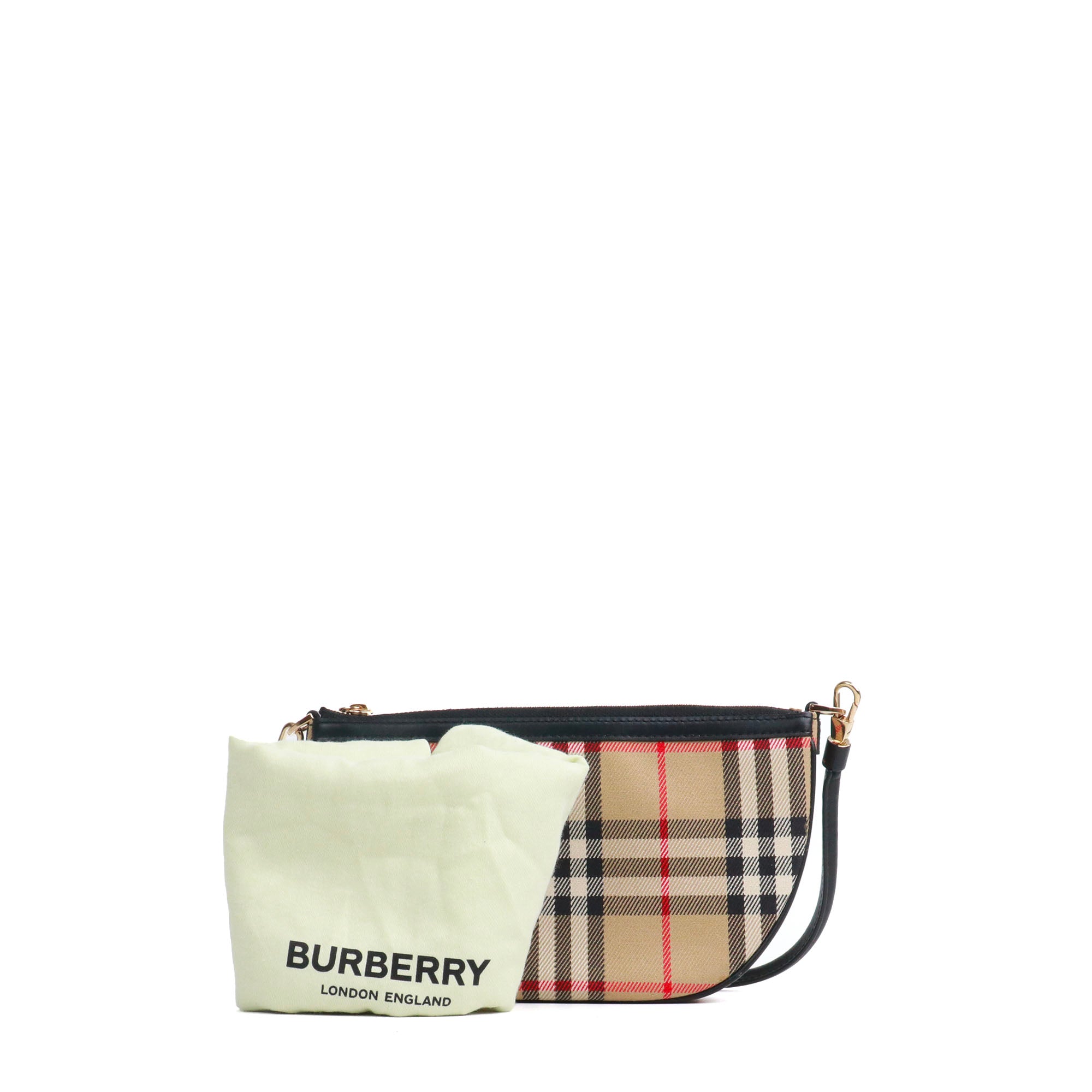 BURBERRY - Farley shoulder bag in red canvas and leather 