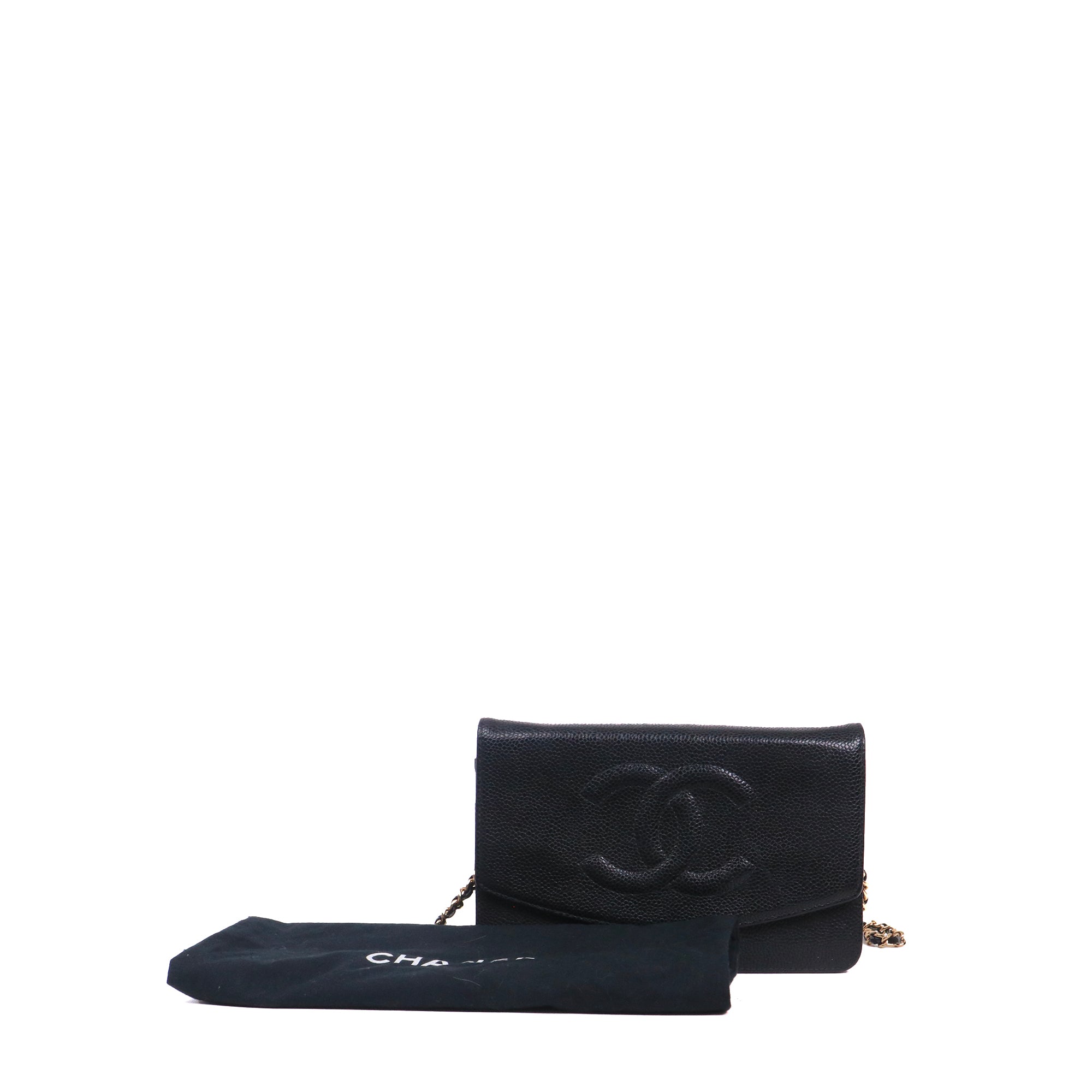 CHANEL - Sac Wallet On Chain Chanel en cuir caviar noir vintage