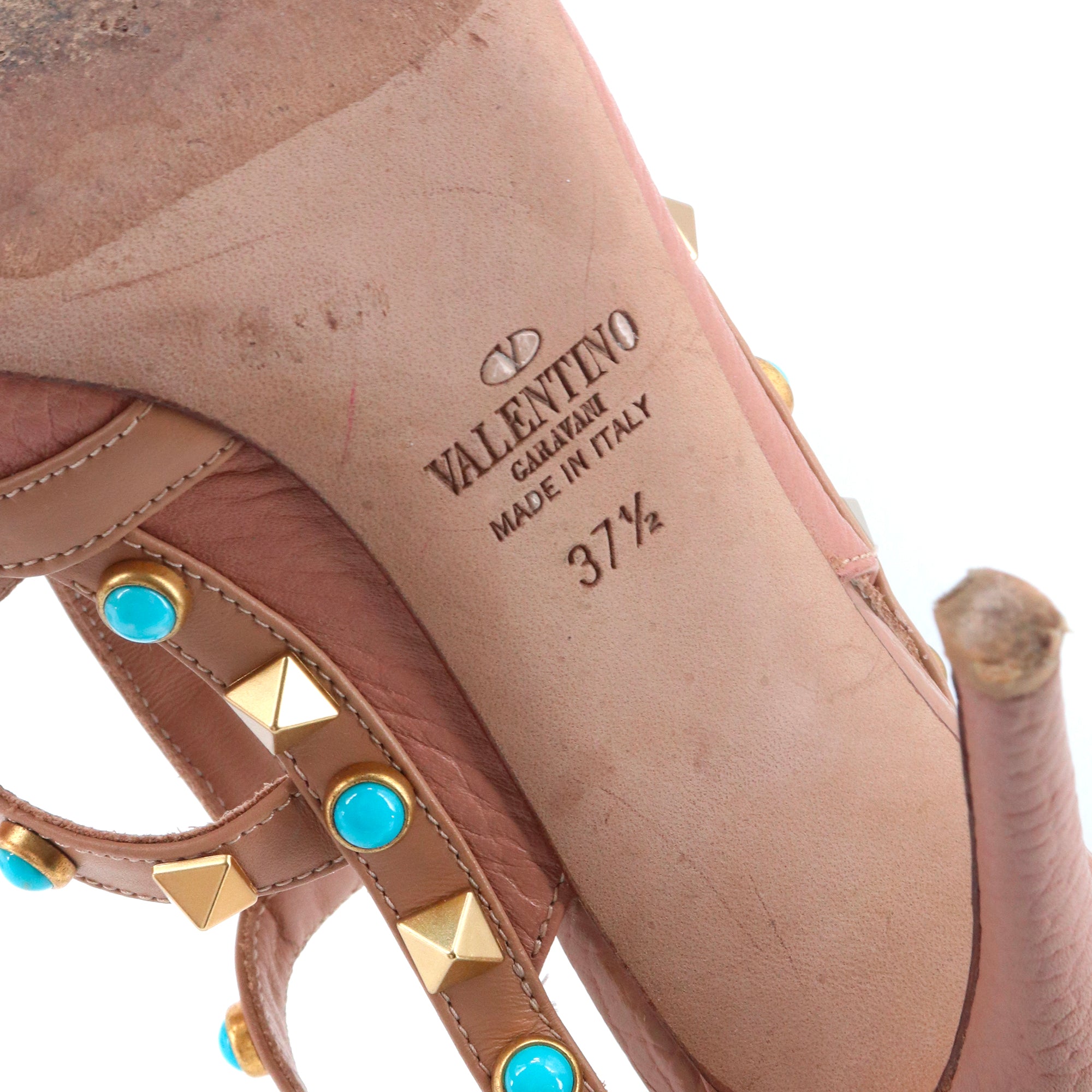 VALENTINO - Escarpins Rockstud Valentino en cuir grainé rose nude