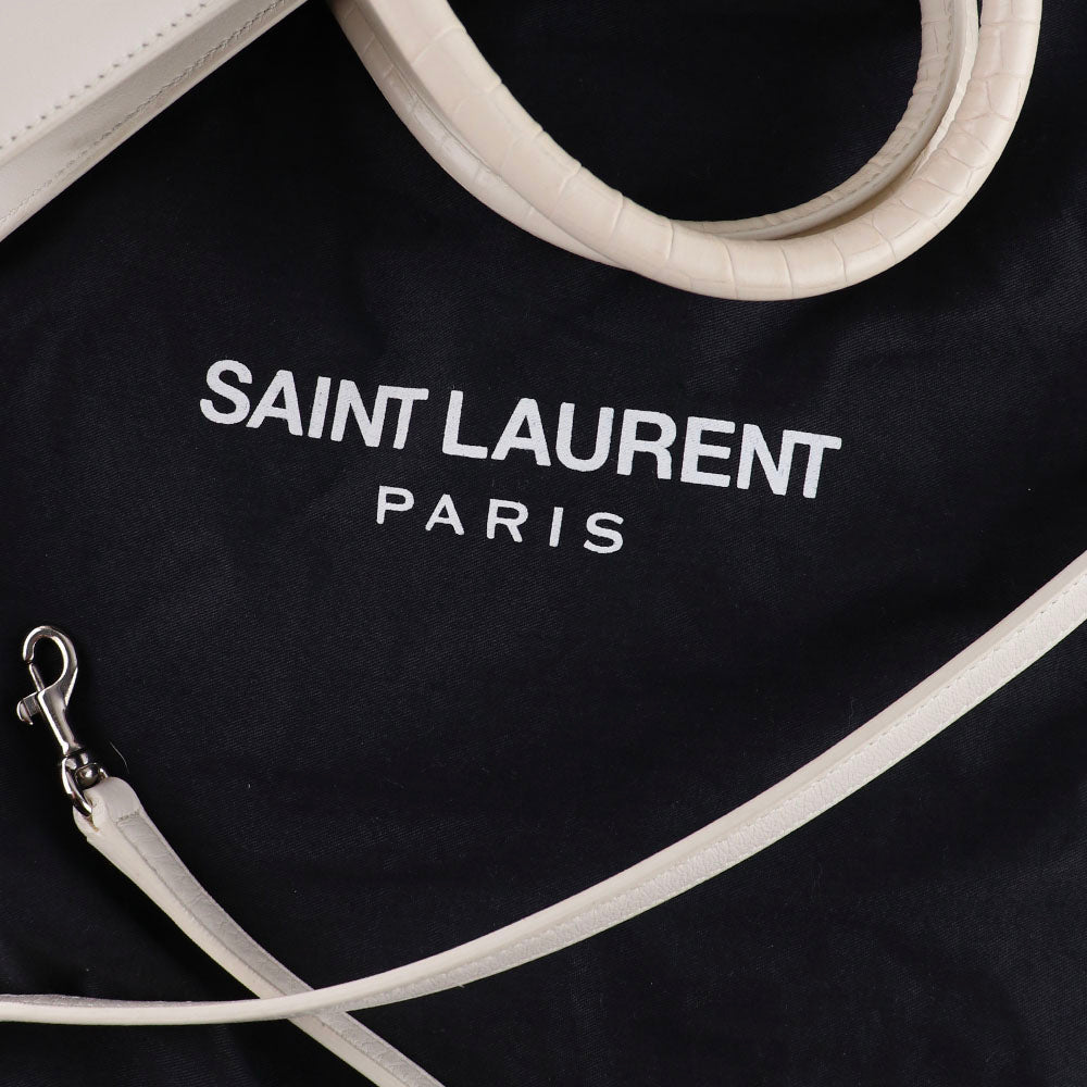 SAINT LAURENT - Sac de jour small en cuir lisse blanc
